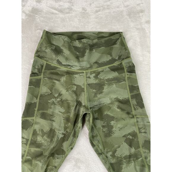 Colorfulkoala Green Brushed Camo Yoga Side Pockets Ankle Leggings Medium - Picture 6 of 8
